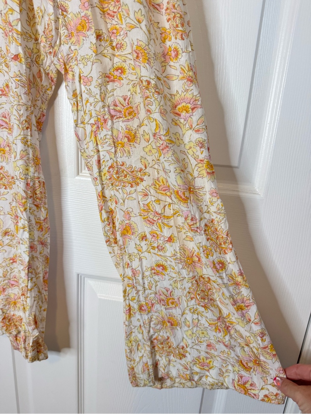 Billabong Cream Floral Smocked-Waist Wide Leg Jumpsuit - Picture 2 of 7